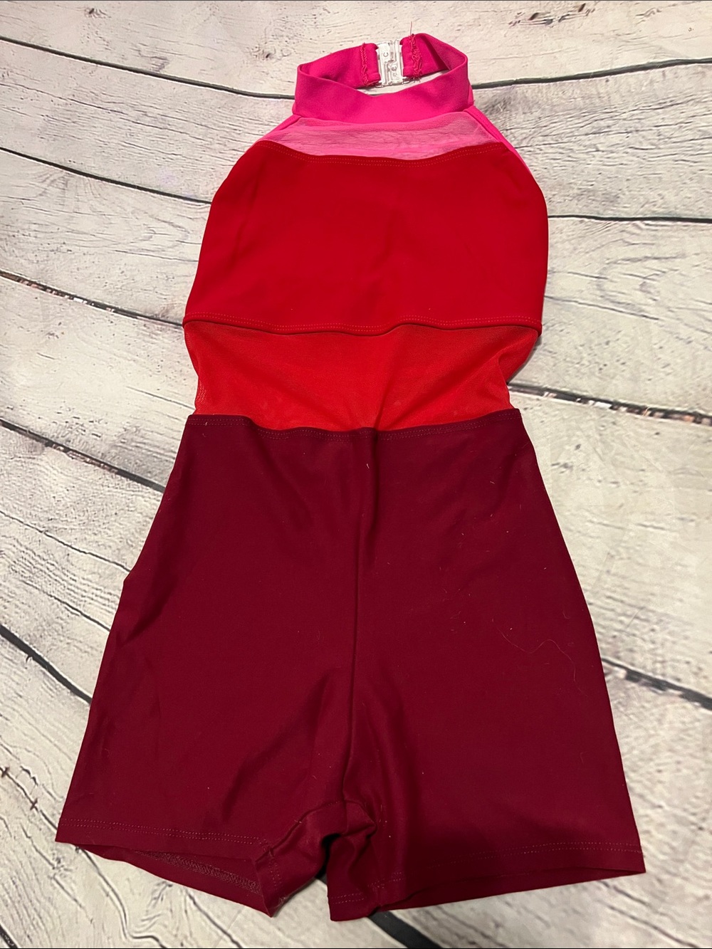 Bluewater dancewear multi-Tone pink/ red Halter unitard CL